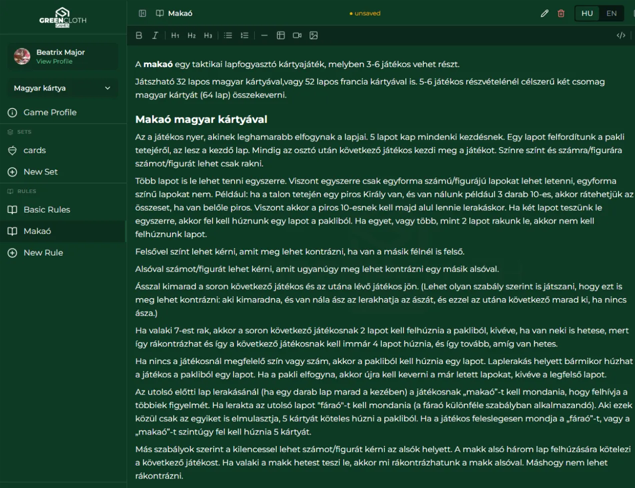 Rules editor